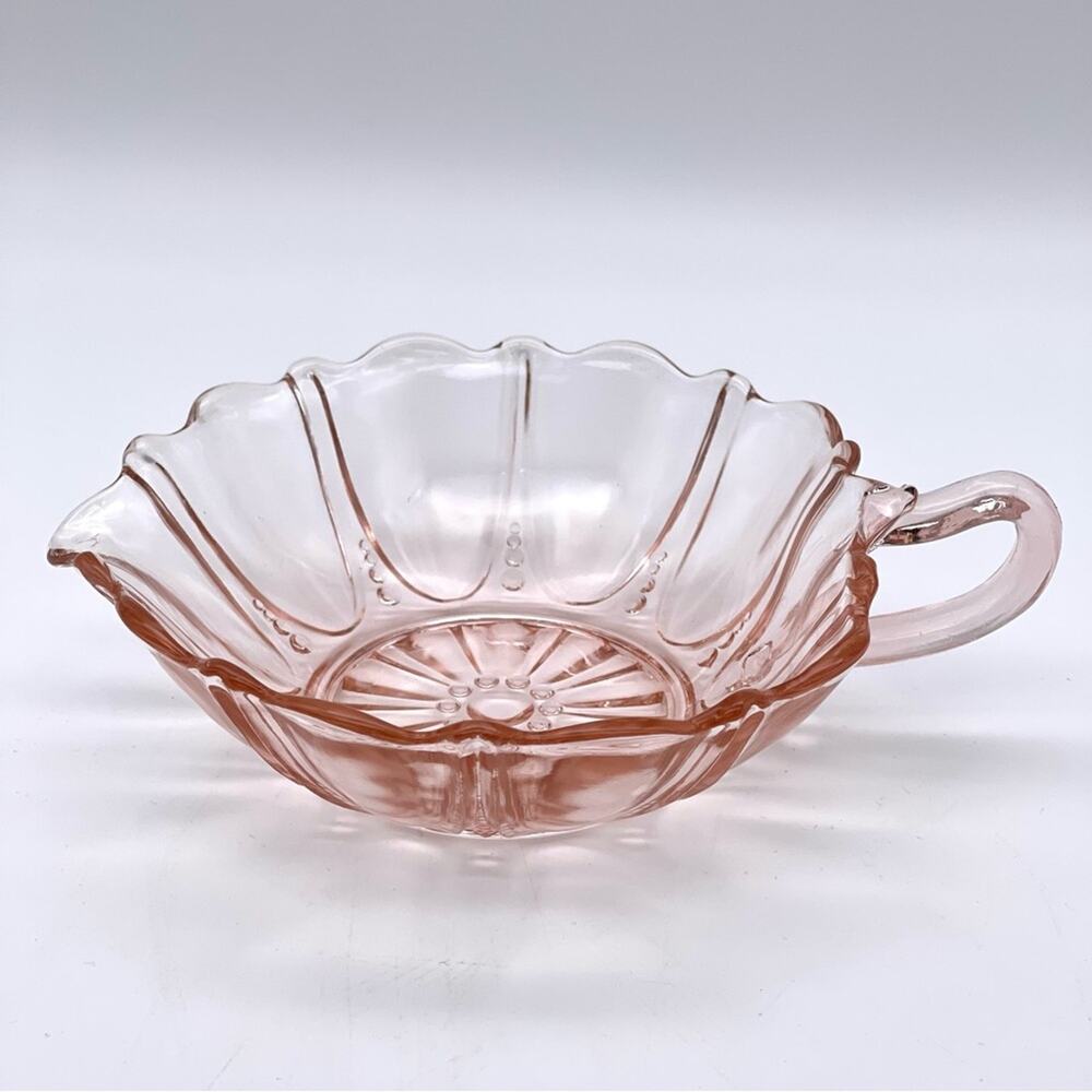 Vintage Anchor Hocking Oyster & Pearl Pink Heart Shaped Depression Glass Dish